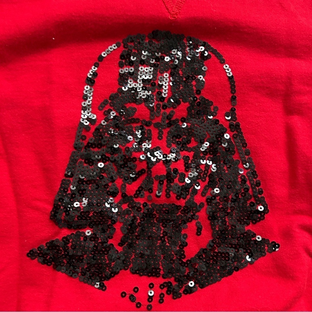 Star Wars Darth Vader Black Sequin Red Crewneck Sweater Size Medium - Picture 3 of 8